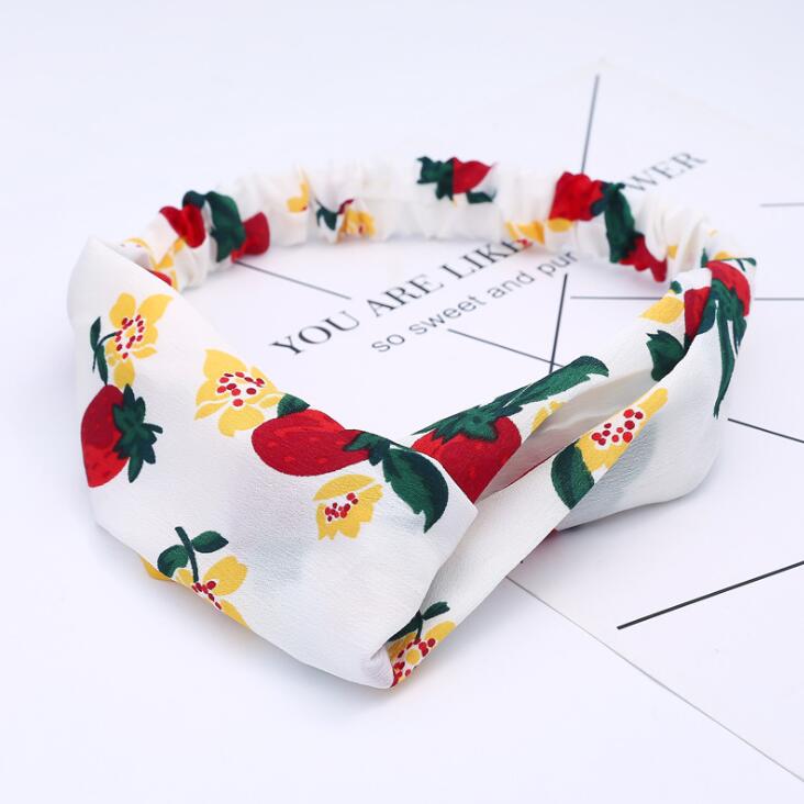 Retro  Style Hairband Floral Print Cross Knot headband