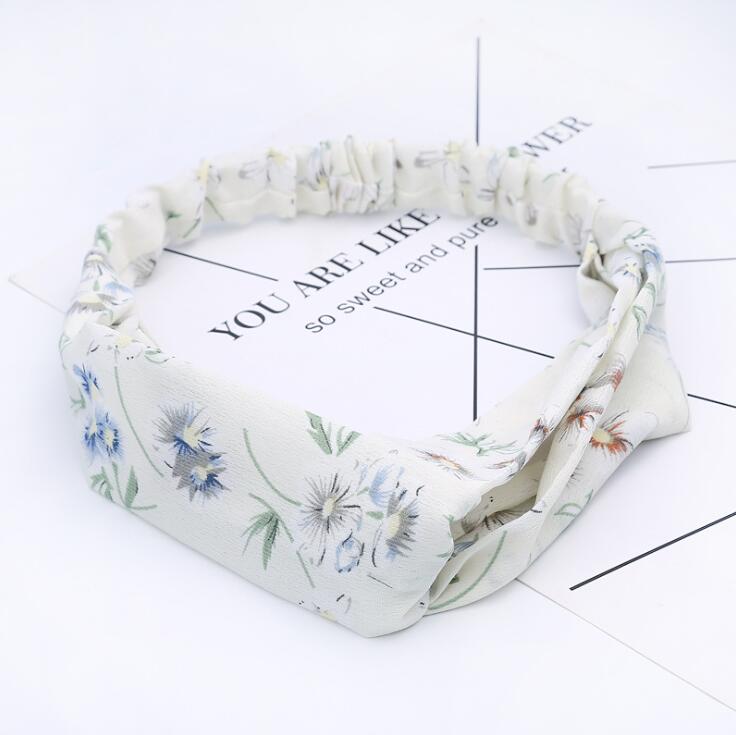 Retro  Style Hairband Floral Print Cross Knot headband