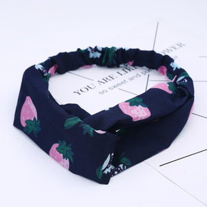 Retro  Style Hairband Floral Print Cross Knot headband