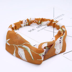 Retro  Style Hairband Floral Print Cross Knot headband