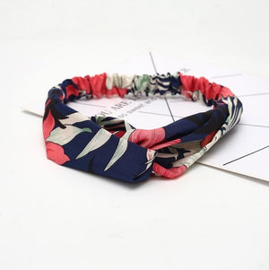 Retro  Style Hairband Floral Print Cross Knot headband