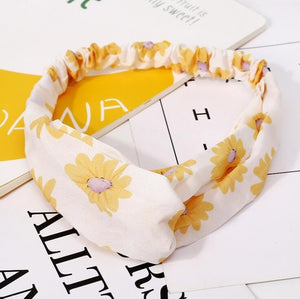 Retro  Style Hairband Floral Print Cross Knot headband