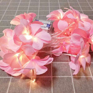 FREE White/ Violet /Pink Cloth Frangipani Floral String Lights