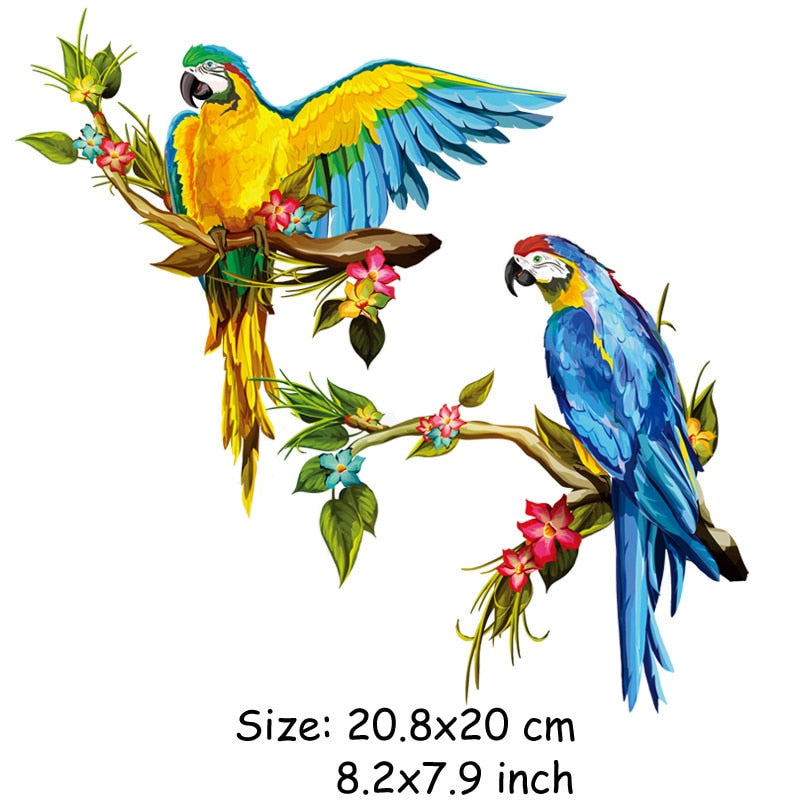 Parrot Bird Heat Transfers Iron On Patches DIY Craft Sticker