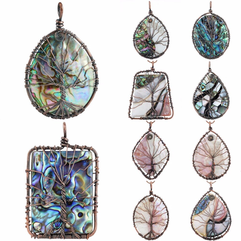 Abalone Shell Tree of Life Pendant Necklace