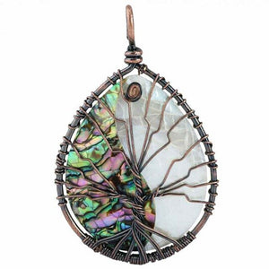 Abalone Shell Tree of Life Pendant Necklace