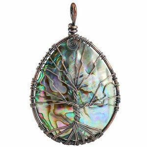 Abalone Shell Tree of Life Pendant Necklace