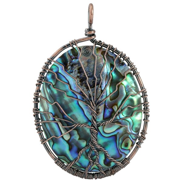 Abalone Shell Tree of Life Pendant Necklace