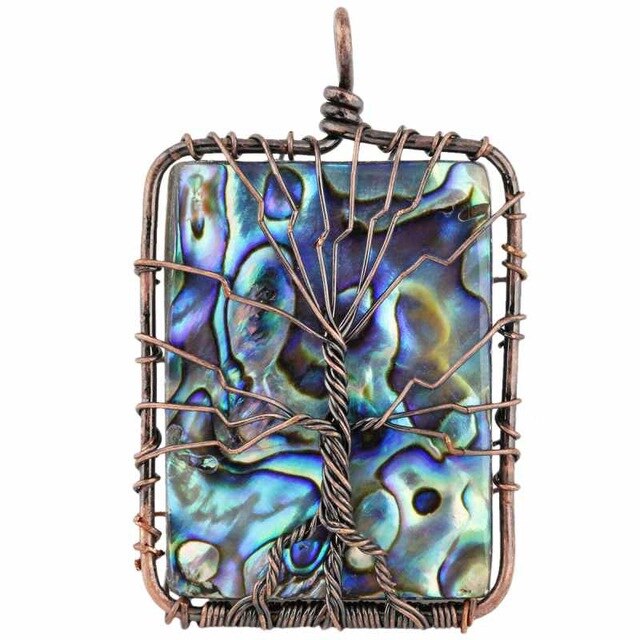 Abalone Shell Tree of Life Pendant Necklace