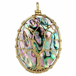 Abalone Shell Tree of Life Pendant Necklace