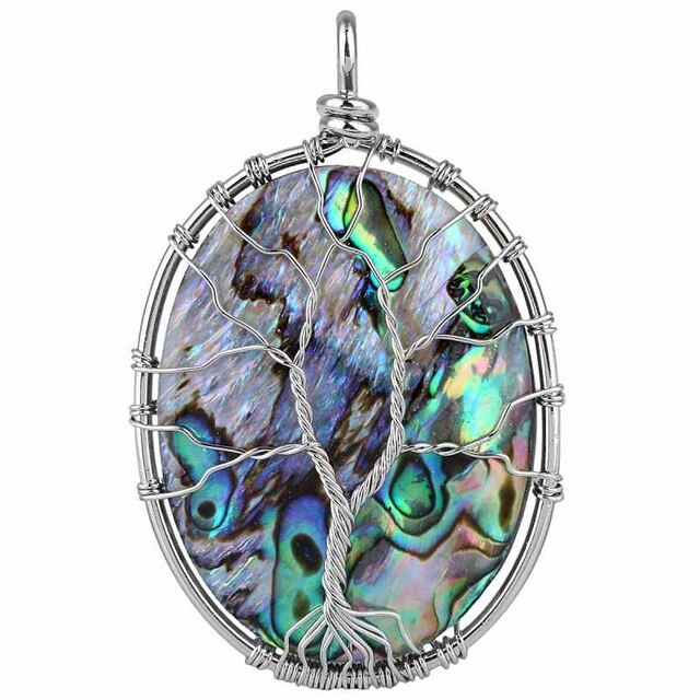 Abalone Shell Tree of Life Pendant Necklace